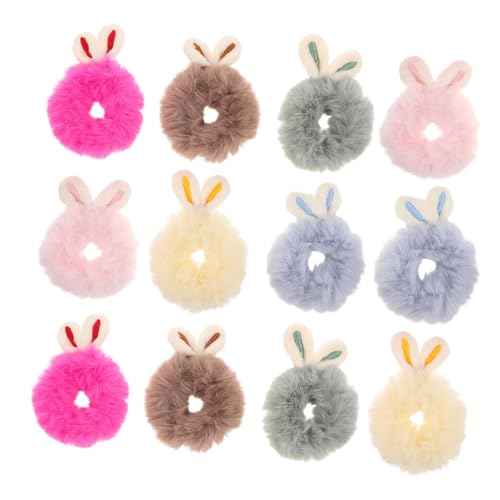 12Stücke Plüsch Haargummis mit Häschenohren Süße Elastische Haarschmuck für Haarbänder für Kleinkinder Robust für Zöpfe von VANZACK