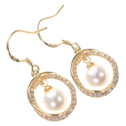 VANZACK 1 Paar Geometrische Oval Ohrringe mit Straßenmuster Titanstahl und Imitationsperlen Langlebige und Hautfreundliche Ohrringe für Frauen für Besondere Anlässe und Tägliches Tragen von VANZACK