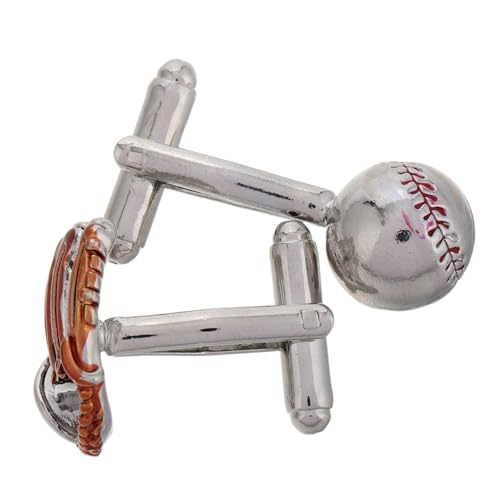 VANZACK 1 Paar Herren Manschettenknöpfe im Baseball Design Elegantes Accessoire für Hochzeiten Partys Silberne Farbvariante Sportliche Note für Männer von VANZACK