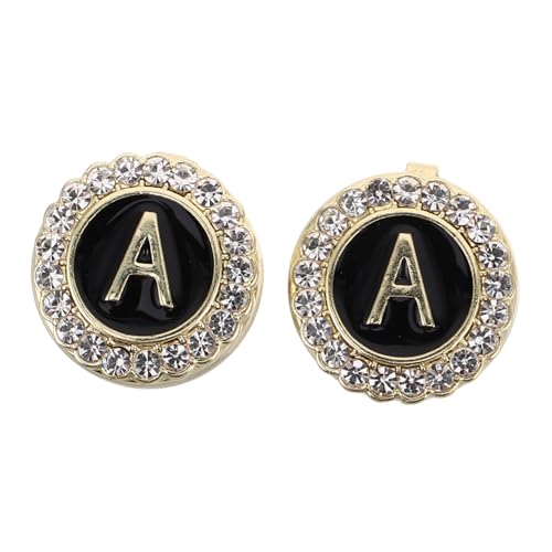 VANZACK Manschettenknöpfe Aus Metall Mit Strasssteinen Vergoldet Für Herren Buchstaben-design Für Businesshemden Smokinghemd Hochzeitszubehör von VANZACK