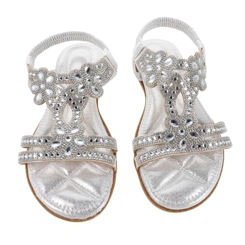 VANZACK 1 Paar Sandalen Mit Glitzernden Strasssteinen: Glitzernde Sandalen Mit Schmucksteinen – Funkelnde Brautjungfernschuhe – Stilvolles, Lässiges Sommerschuhwerk Für Den Strand Und Den von VANZACK