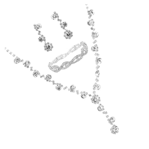 VANZACK 1 Satz Schmuckset Damen mit Rhinestones Teiliges Hochzeits und Geburtstagsset Bestehend Halskette Ohrringen und Armband für Besondere Anlässe von VANZACK