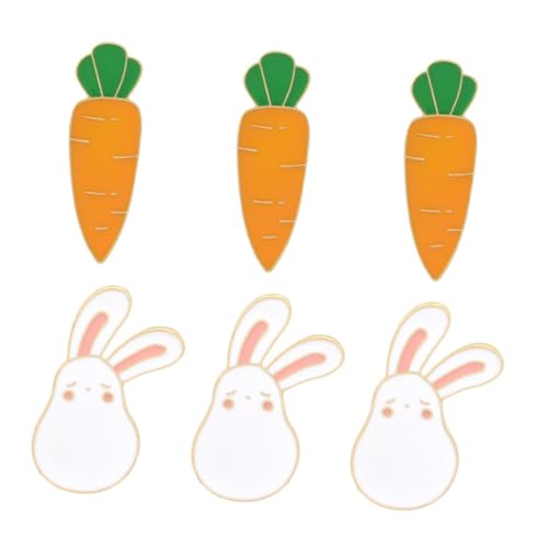 VANZACK 1 Satz Teiliges Karotten Rabbit Broschen Kreative Anstecknadeln Für Ostern Deko Accessoires Für Frauen Mädchen Für Kostüme Und 6 Stück von VANZACK