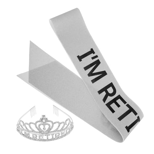 VANZACK 1satz Ruhestand Krone Und Schärpe Für Frauen Glitzernde Und Sash Für Rentnerinnen Für Abschiedsfeiern Und Geburtstagsfeiern Bequemes Material Robust Und Stilvoll von VANZACK