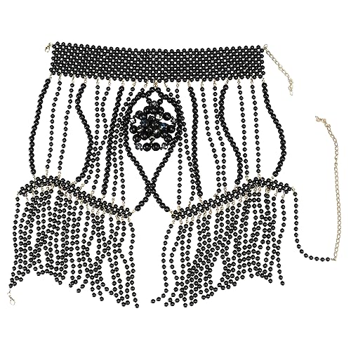 VANZACK 1 Stück Damen Körperkette Kette für Schulterbereich Dekorative Körperkette Mehrlagigem Design für Partys und Besondere Anlässe Schwarz von VANZACK
