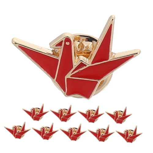 VANZACK 10 Stück Origami Crane Brooch Kreative Cartoon Anstecknadeln aus Hochwertiger Legierung Kompakte Modische Broschen für Kleidung und Taschen Vielseitig für Arbeit Reisen und Alltag von VANZACK