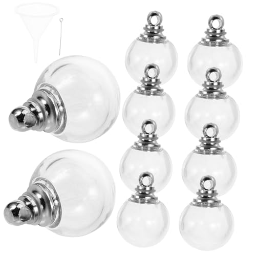 VANZACK 10 Stück Teiliges Glas Kugel Anhänger mit Schraubverschluss Transparente Hohle Wunschflaschen Charms Vielseitige Schmuckanhänger für Armbänder und Ketten Einfache Befestigung von VANZACK