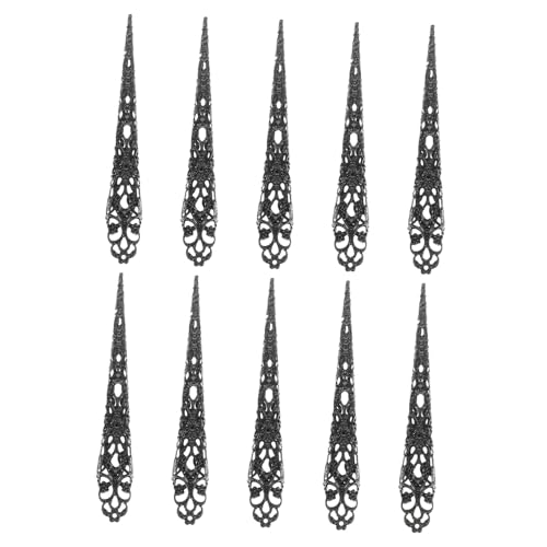 VANZACK 10 Stück Teiliges Lange Fingernagel Krallenringe mit Hohlem Design Robust und Vielseitig für Party Festival und Cosplay Auffällige Nageldekoration Einfache Anwendung von VANZACK