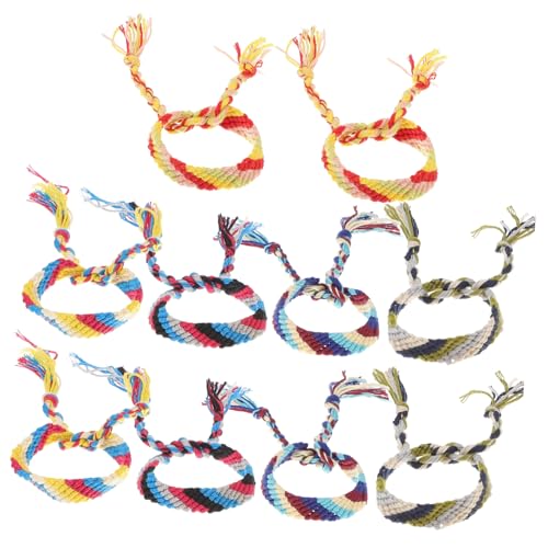 VANZACK 10stücke Handgefertigtes Armband Gestricktes Armband Im Ethno-stil Buntes Für Handgelenk Exquisites Handgelenk-ketten-design Aus Baumwolle von VANZACK