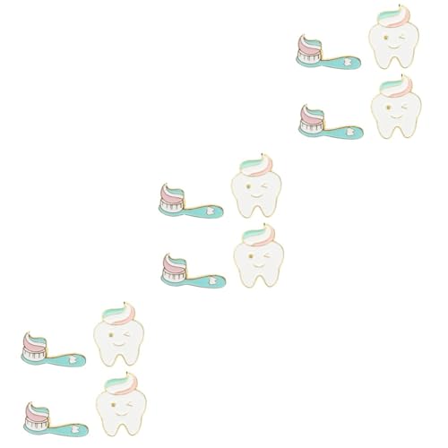 VANZACK 12 Stck. Teiliges Süßes Zahnbürsten Broschen aus Hochwertiger Kreative Anstecknadeln für Kleidung Rucksäcke Hüte Einfach zu Befestigen Modisches Accessoire für Alltag und von VANZACK