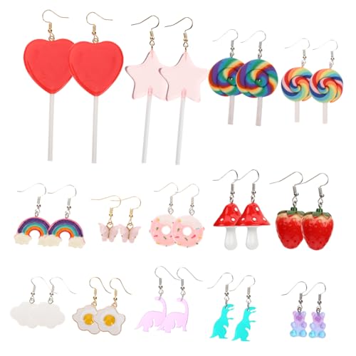 VANZACK 14 Paare Teiliges Ohrring set für Frauen Kawaii Harz Ohrhänger mit Cartoon motiven Wie Erdbeere Pilz und Bär Leicht und Hautfreundlich Vielseitig für Alltag Party und VANZACK 14 Paare Teiliges Ohrring set für Frauen Kawaii Harz Ohrhänger mit Cartoon motiven Wie Erdbeere Pilz und Bär Leicht und Hautfreundlich Vielseitig für Alltag Party und von VANZACK