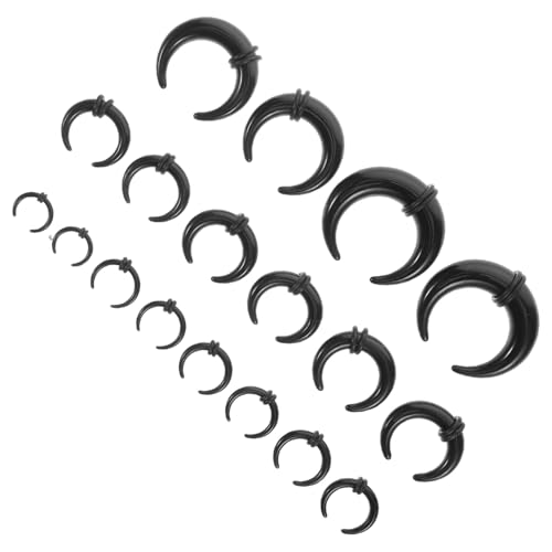 VANZACK 18 Stück Teiliges Septum Pincher Taper Schwarz U Förmige Nasen und Ohrexpander Stretching Schmuck für Damen und Herren Leicht Langlebig und Tragbar von VANZACK