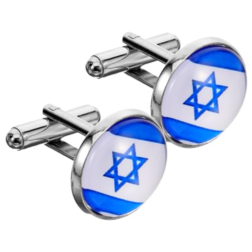 VANZACK Manschettenknöpfe Aus Zinklegierung Für Hemdärmel Anzugärmel Mit Israel-flagge-design Herrenhemdknöpfe Für Formelle Anlässe von VANZACK