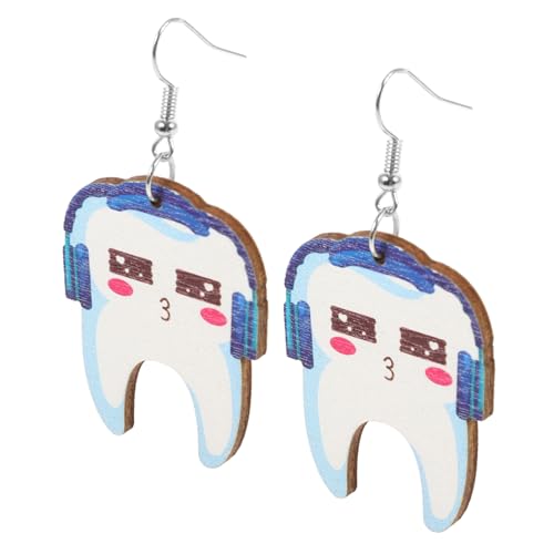 VANZACK Holzohrringe Mit Zahn- Handgefertigte Hängende Ohrringe Für Frauen Geschenkidee Für Partys Und Festivals Und Detailreiche Verarbeitung Für Besondere Anlässe von VANZACK