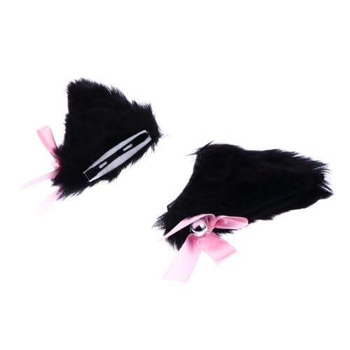 VANZACK 1paar Katzenohren Haarspange Mit Glocken Und Schleife Für Cosplay Partys Und Karneval Süßes Accessoire Für Damen Und Mädchen Für Halloween Und Weihnachten von VANZACK