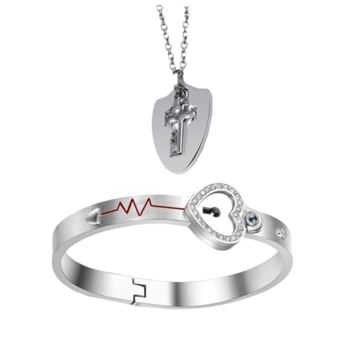 VANZACK 1Satz Armband Halskette Set Dich Projektion Elegantes Herz Lock Design Perfektes Valentinstagsgeschenk für Stilvolle von VANZACK