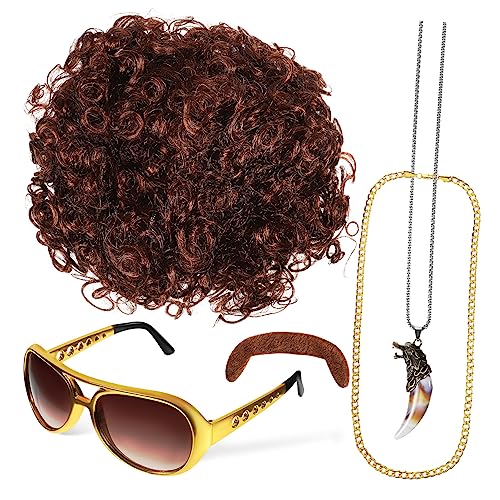 VANZACK 1Satz Disco Accessoires Für Männer Jahre Perücke Gefälschter Schnurrbart Kette Für Kostümpartys Halloween Geburtstagsgeschenke von VANZACK