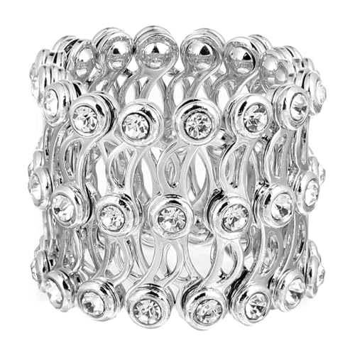 VANZACK Sterling Silber Strassstein Ring Mit Schickem Armband Verstellbar Verwandelbarer Damenschmuck Für Feste Partys von VANZACK