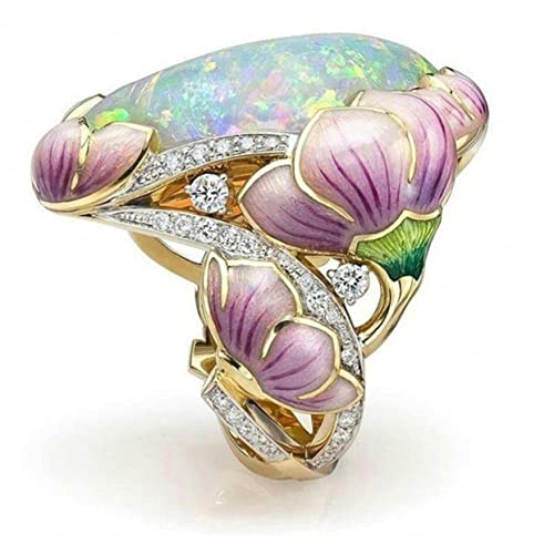 VANZACK Opalstein-gießring Für Damen Floraler Partyring Modischer Schmuckzubehör von VANZACK