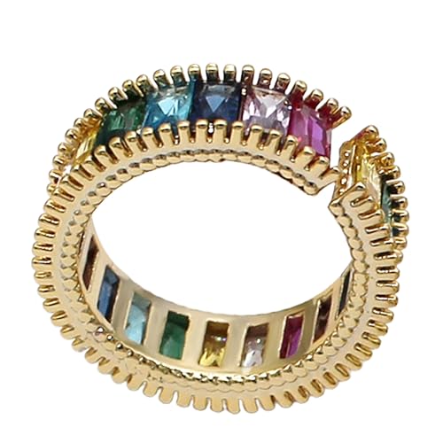VANZACK Vintage Offener Ring Für Frauen Verstellbarer Regenbogenring Retro Schmuck Für Mädchen Modischer Zehenring Ästhetische Ringe Für Anlässe von VANZACK