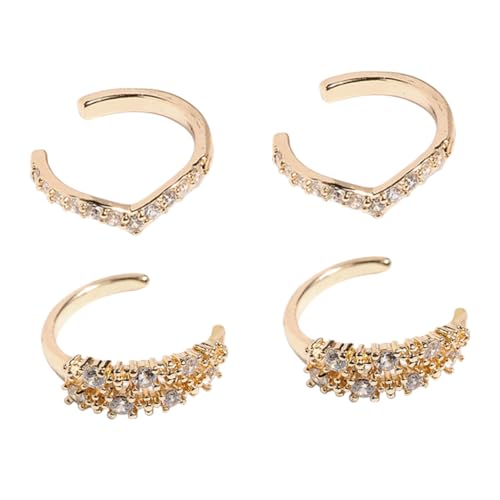 VANZACK 2 Paar Verstellbare Ohrclips Damen Ohrmanschetten Ohrloch Goldfarbene Ear Modeaccessoire Für Alltag Party Festival von VANZACK