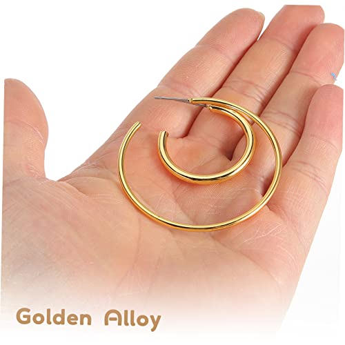 VANZACK 2 Paare Damen Creolen Ohrringe aus Hautfreundlicher Leicht und Langlebig Minimalistisches C Förmiges Design in Gold Ohrschmuck für Alltag und Party Groß von VANZACK
