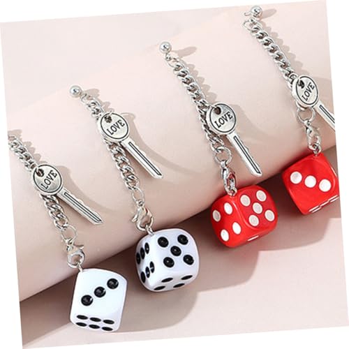 VANZACK 2 Paare Lange Würfel Ohrringe mit Buchstaben Anhänger Modische Ohrhänger in Weiß und Rot Leicht Langlebig für Party und Alltagsschmuck von VANZACK