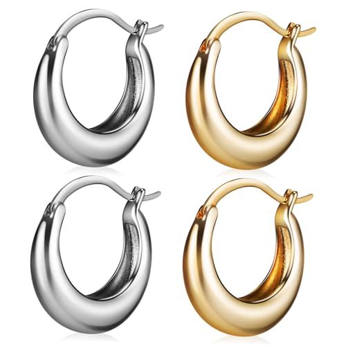 VANZACK 2 Paare Minimalistische Geometrische Creolen Ohrringe Damen Ohrschmuck in Gold und Silber Leichte Langlebige Metallohrringe für Frauen und Mädchen Vielseitig Kombinierbar für VANZACK 2 Paare Minimalistische Geometrische Creolen Ohrringe Damen Ohrschmuck in Gold und Silber Leichte Langlebige Metallohrringe für Frauen und Mädchen Vielseitig Kombinierbar für von VANZACK