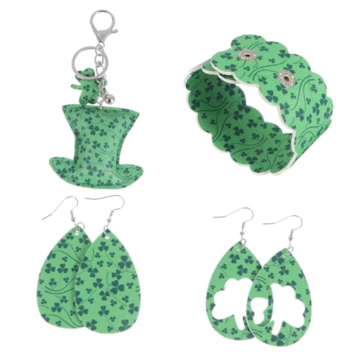 VANZACK 2 Paare Ohrstecker Set mit Schlüsselring Armband Ohrringe für Frauen Patrick's Day Handgefertigt Leicht Komfortabel für Festliche Anlässe von VANZACK