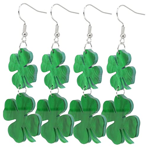 VANZACK 2 Paare Vierblättrige Ohrringe Harz Ear Pendants für Patrick's Day Festival Schmuckstücke für Glücksbringer Kreative Fotomotive von VANZACK