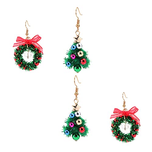 VANZACK 2 Paare Weihnachtliche Ear Danglers Grüne Ohrringe mit Weihnachtskranz Design Festival Accessoires für Damen Festliche Geschenkidee für Weihnachten und Feiern von VANZACK