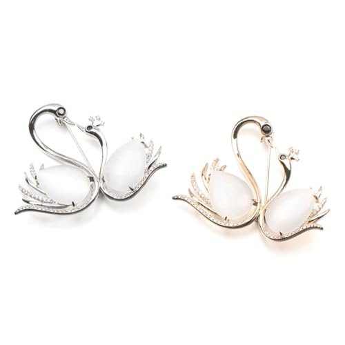 VANZACK 2 STÜCK Elegante Broschen Damen mit Funkelndem Opal Stilvolle Hochzeits broschen für Kleid Schal und Anzug Modische Anstecknadeln Vogel design Farblich Sortiert Zufällige Farbe von VANZACK