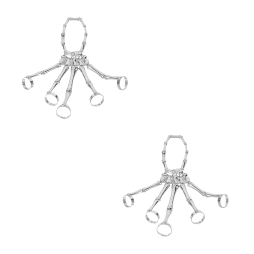 VANZACK 2 Stck. Extravaganter Armreif aus Silberfarbener Legierung Punkiger Stil Auffälliges Design Robustes Metallarmband Geeignet für Damen und Herren als Statement Schmuck von VANZACK