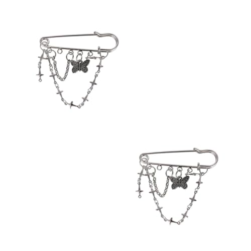 VANZACK 2 Stck. Stylische Brosche mit Schmetterlingen Kreuzkette Hip Hop Anstecknadel für Kleidung Accessoires für Partys Besondere Anlässe von VANZACK