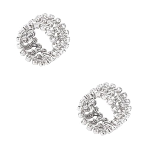 VANZACK 2 Stck. Verstellbarer Silberner Schmuck Stretchy Ring Damen Dehnbarer Finger Armbandring mit Funkelndem Zirkonia Leicht und Komfortabel für Festtage und Alltag von VANZACK