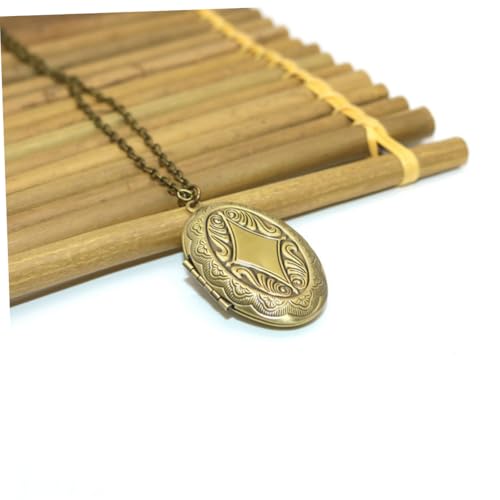 VANZACK 2 Stück Antikes Bronze Oval Medaillon Halskette mit Kette Vintage Foto Anhänger Schmuck Dekoratives Erinnerungsstück aus Kupfer und Eisen Vielseitiges Damen Accessoire von VANZACK