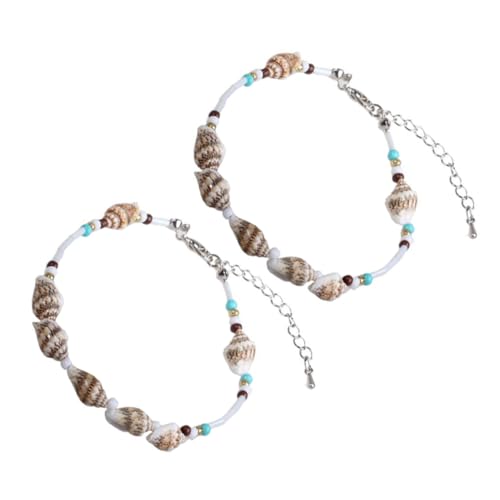 VANZACK 2 Stück Boho Muschel Fußkettchen Damen Verstellbare Fußkette mit Anhänger Strand Schmuck für Frauen und Mädchen von VANZACK
