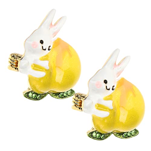VANZACK 2 Stück Cartoon Broschen Legierung Häschen Anstecknadeln für Ostern Kreative Accessoires für Kleidung Taschen Rucksäcke für Freunde Familie von VANZACK