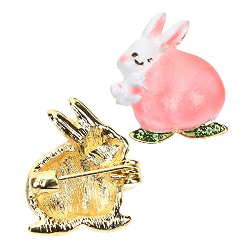 VANZACK 2 Stück Cartoon Broschen Niedliche Häschen Anstecknadeln Legierung Perfektes Zubehör für Ostern Kleidung Taschen Hüte Langlebig Kreativ von VANZACK