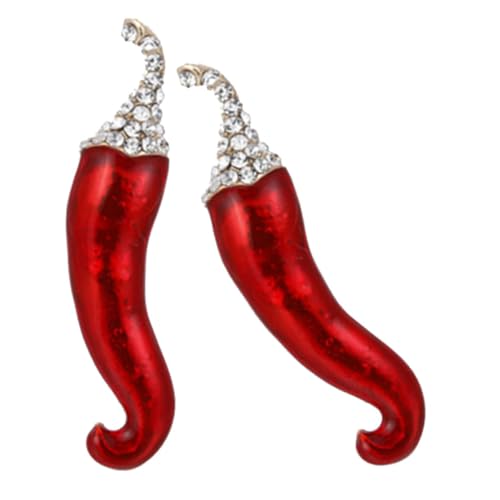 VANZACK 2stücke Emaille-anstecknadel Mit Pfeffer Metallbrosche in Gemüseform Rote Broschennadeln Legierungsbroschen Für Festival Und Partys Chili-partygeschenke Emaille-brosche Chili-pfeff von VANZACK