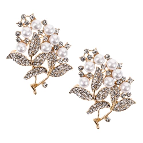 VANZACK 2 Stück Delikate Broschen mit Perlen und Strass Zinklegierung Sichere Anstecknadeln Damen Broschen für Kleidung und Korsagen Elegantes Accessoire für Frauen von VANZACK