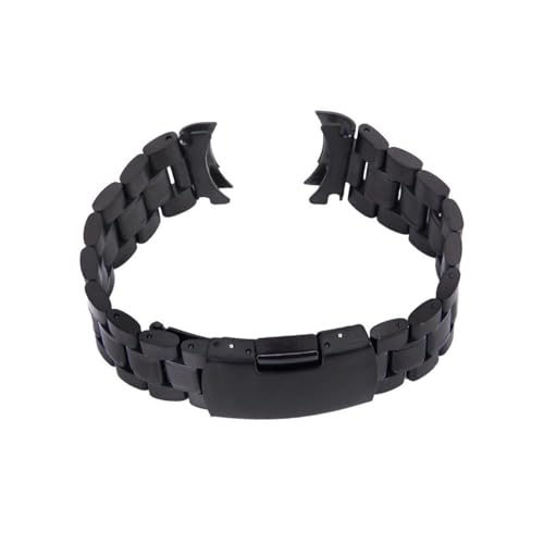 VANZACK 2 Stück Edelstahl Uhrenarmband mit Gebogenem Ende Solides Gliederarmband Faltbare Schließe mit Push button Inklusive Federstegen Robustes Ersatzarmband in Schwarz für Herren und von VANZACK