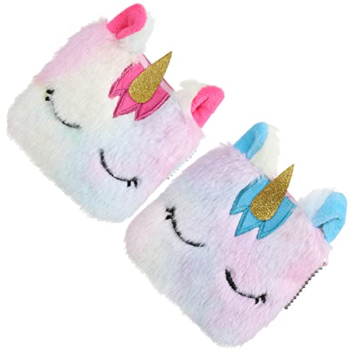 VANZACK 2stücke Einhorn Münztasche Aus Plüsch Mit Reißverschluss Kleine Geldbörse Als Münzbehälter Oder Schlüsseltasche Für Stifte Tickets Und Bargeld von VANZACK