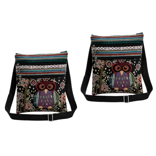 VANZACK 2 Stück Eulen -Frauentasche einkaufstasche Tasche aus Segeltuch mit Eule Damen Segeltuchtasche böhmische Umhängetasche von VANZACK