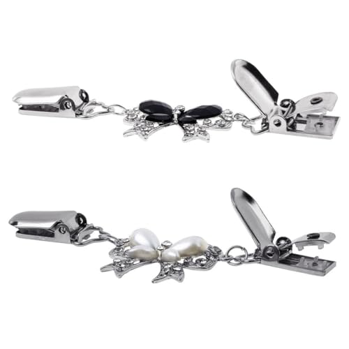VANZACK 2 Stück Fashionable Schal Clip Pack Krawattennadel für Damen zur Dekoration von Pullovern Kleidern und Schals Weiß und Schwarz von VANZACK