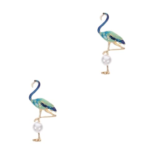 VANZACK 2 Stück Flamingo Brosche mit Perlen Legierung Anstecknadel Farbige Emaille Eleganter Schmuck für Damen Modisches Accessoire für Hochzeit Party von VANZACK