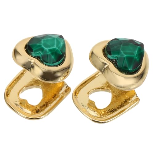 VANZACK 2 Stück Goldzahn Grills mit Herzförmigem Grünstein Metall Hip Hop Zahnschmuck für Männer und Frauen Robustes Design für Halloween Partys und Musikfestivals von VANZACK