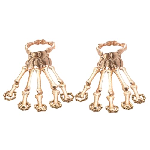 VANZACK 2 Stück Halloween Armband für Damen Rosegoldfarbenes Skelett Schmuck aus Langlebiger Legierung Stylisches und Auffälliges Geschenk Modisches Gothic Accessoire für Party und Alltag von VANZACK