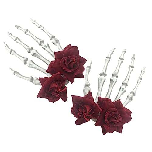 VANZACK 2 Stück Halloween Haarklammern Skelett Hand Haarclips Gothic Haarschmuck für Frauen Haaraccessoires für Halloween Karneval und Cosplay von VANZACK