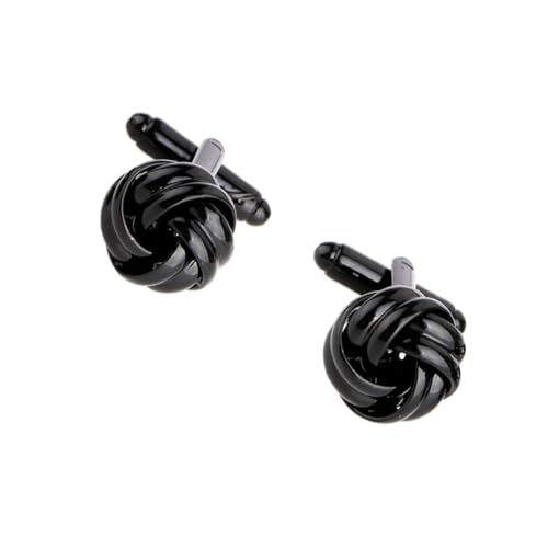 VANZACK 2 Stück Herren Manschettenknöpfe Knoten Design Schwarz Klassisch Business Hochzeit Hemd Zubehör Edelstahl Langlebig Modisch von VANZACK